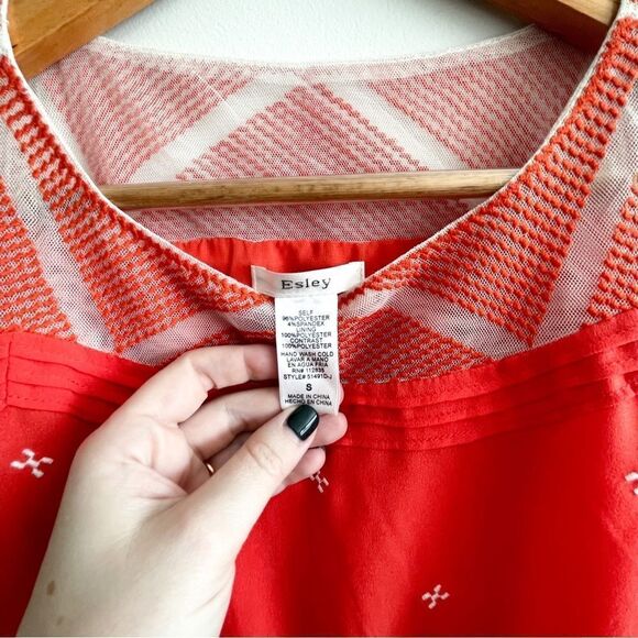 Esley Dress Fit & Flare Coral Sleeveless Side Zip Back Waist Elastic Women's S - Picture 6 of 9